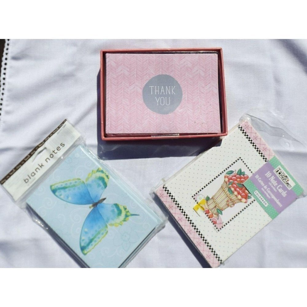 Note Cards - Thank You and blank new in package, three designs New